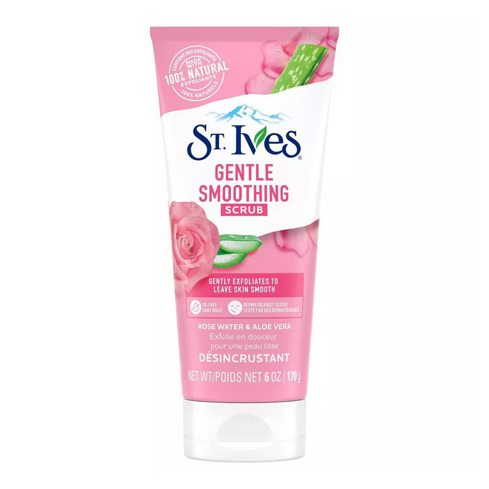 St. Ives Gentle Smoothing Face Scrub Rose Water and Aloe Vera, 6 Oz